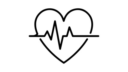 Heartbeat line art with transparent background