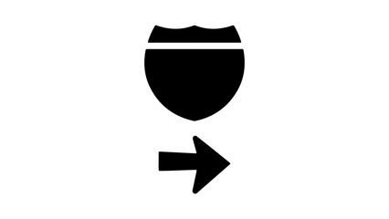 Highway shield and arrow with transparent background
