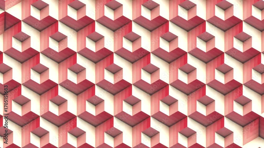 Aufkleber loop animation of smoothly deforming three-dimensional hexagons. 3d rendering 4k