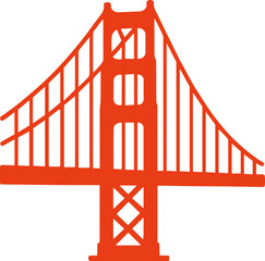 Simple Orange Silhouette of Golden Gate Bridge Landmark Architecture Icon