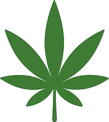 Simple Flat Style Detailed Cannabis Leaf Green Shape Illustration