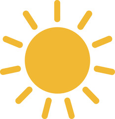 Simple Rounded Yellow Sun Icon with Rays Illustration Graphic