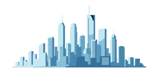 Fototapeta premium Cityscape silhouette light blue