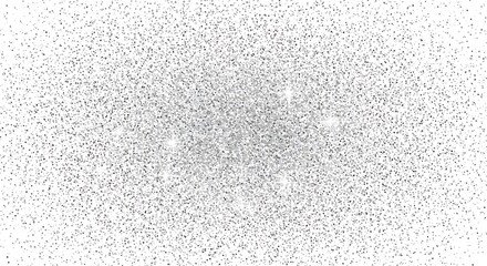 Obraz premium A realistic glitter texture vector with silver sparkles and glowing highlights, centered on a clean white background 