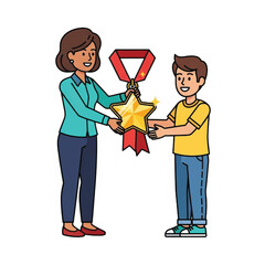 Award Presentation Ceremony with a Girl and Boy