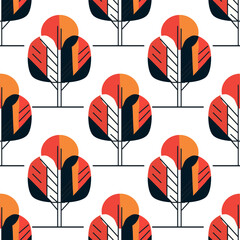 autumn trees  seamless pattern