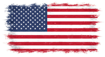 Fototapeta premium A distressed and vintage-style American flag with a grungy, painted texture and frayed edges.