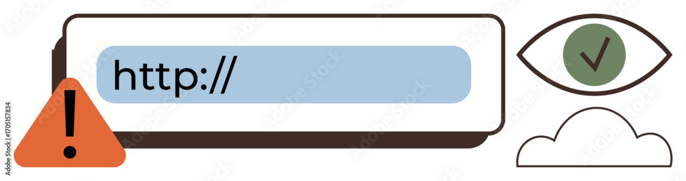 Poster url bar shows http with a warning icon, eye with checkmark for security inspection, and a cloud. ide