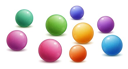 A vector illustration of colorful bubbles mixed with styrofoam like texture, glossy and reflective, centered on a clean white background
