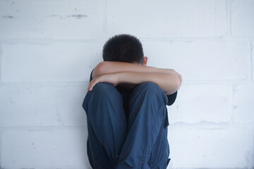 Stop abusing boy violence. child bondage , violence, terrified , A fearful child , Human Rights Day...