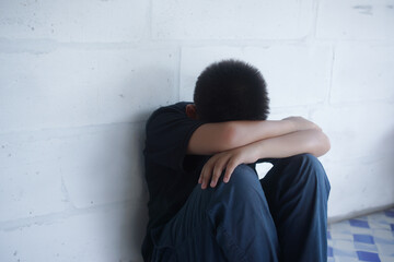 Stop abusing boy violence. child bondage , violence, terrified , A fearful child , Human Rights Day...