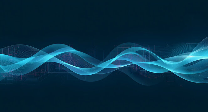 Abstract Blue Digital Waveform with Technological Lines