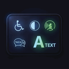 accessible vehicle control panel with icons and text