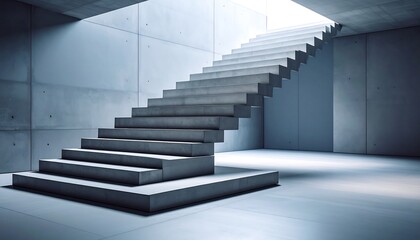 Modern concrete stairs in a minimalist space