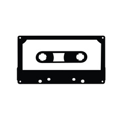 Monochrome image of a classic compact cassette audio tape design