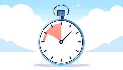 Vintage Stopwatch Illustration with Pink Segment on White Face.