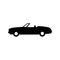 Silhouette of a convertible car in black color on a white background