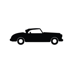 Classic open top automobile black silhouette on white background graphic design