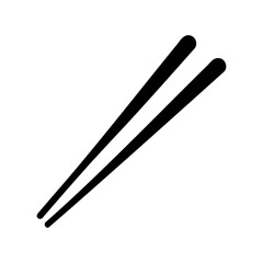 Chinese chopsticks vector icon, chopsticks flat black silhouette vector