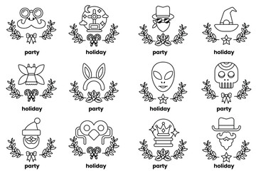set of illustrations in the concept of Halloween and holidays in a line style