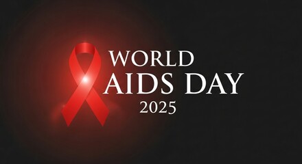 Show your support this World AIDS Day 2025 with this impactful red ribbon design for awareness campaigns