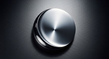 Polished chrome disc with radial texture, reflecting light on dark surface