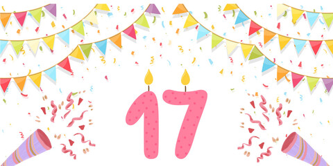 a 17th birthday greetings with transparent background