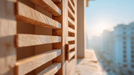 closeup of modern wooden building facades highlighting intricate texture and grain of wood