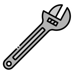 Adjustable Wrench Icon Illustration, Tool for Repair and Maintenance