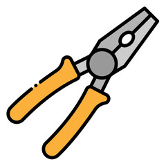 Pliers Tool Illustration with Yellow Handles