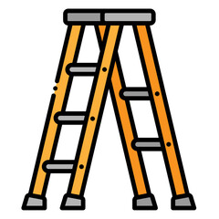 Step Ladder Illustration with Black Outline