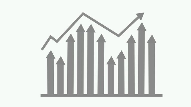 Arrows Indicating Growth and Decline, Infographic Style Business Report with Animated Bar Graph and Charts