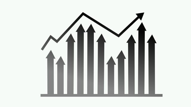Arrows Indicating Growth and Decline, Infographic Style Business Report with Animated Bar Graph and Charts