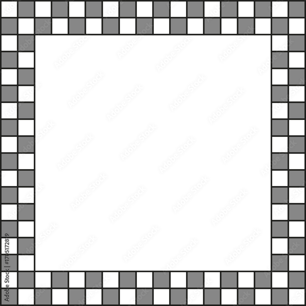 Poster checkerboard frame illustration. black white pattern. geometric border vector. simple square element
