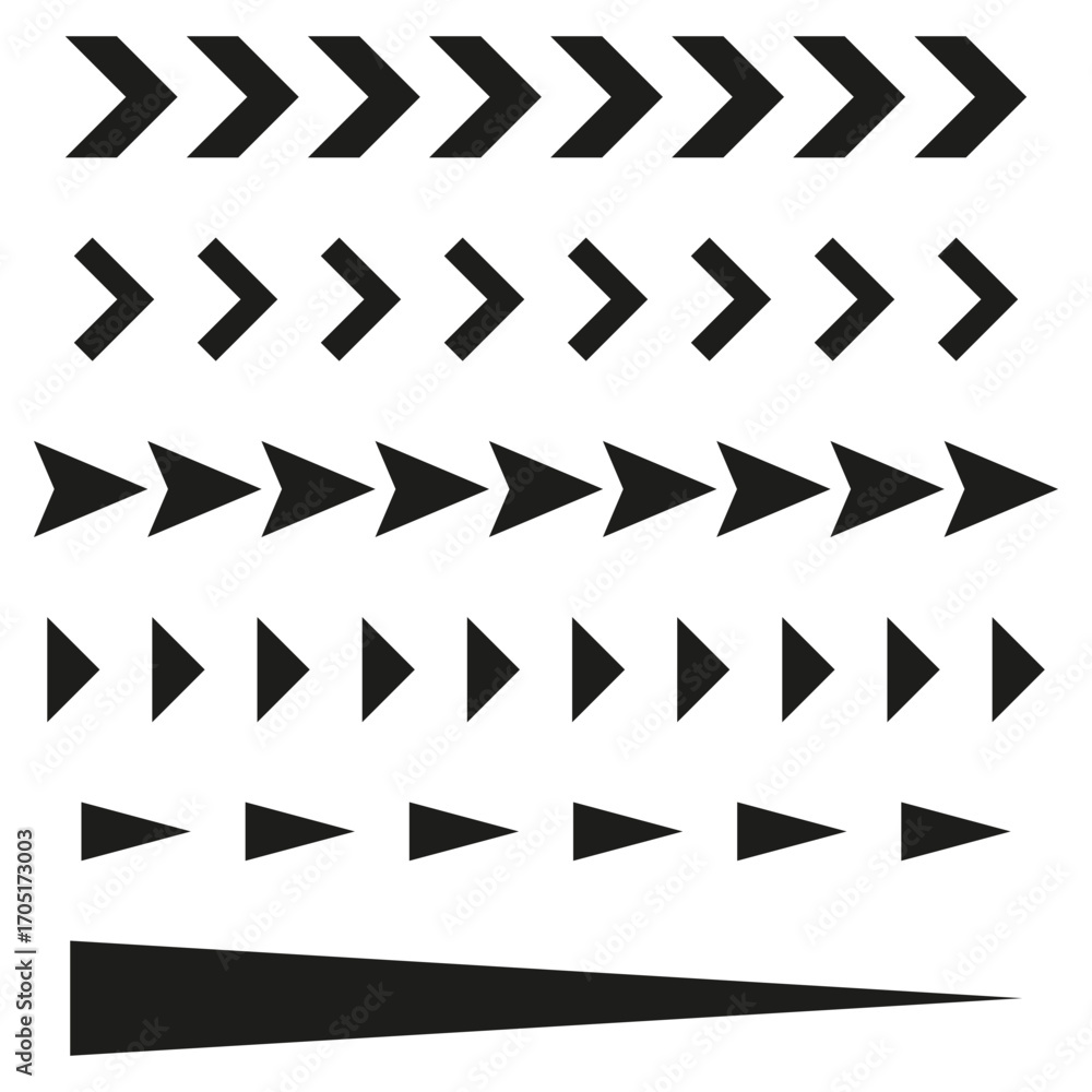 Poster directional arrow set. vector progress symbol. modern forward motion. monochrome graphic element. ep