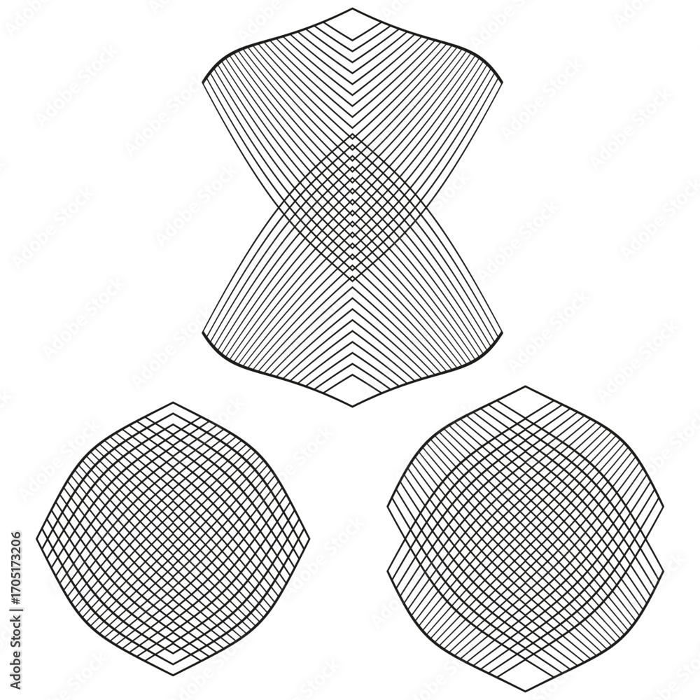 Poster abstract geometric shapes. monochrome line patterns. dynamic distortion illustration. vector art gra