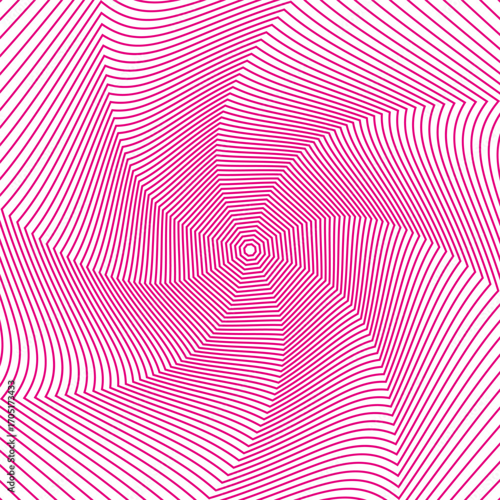 Poster pink spiral lines. geometric swirl design. optical illusion pattern. vector vortex element. eps 10.