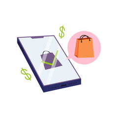 Online Shopping and E-commerce Mobile Payment Vector