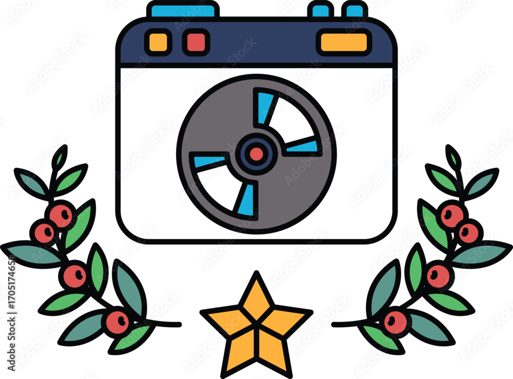 Poster a camera with a cd on it