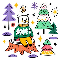 cute animal card with Christmas theme