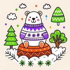 cute animal card with Christmas theme