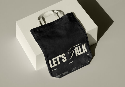 Lying on Cube Canvas Bag Mockup