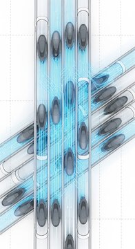 Conceptual illustration of a futuristic hyperloop system, isolated on white background