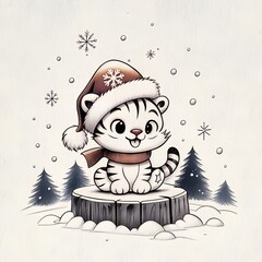 cute animal card with Christmas theme