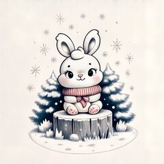 cute animal card with Christmas theme