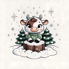cute animal card with Christmas theme