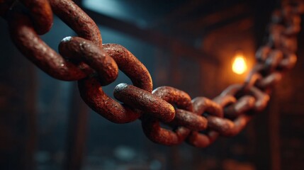 Rusty Chain: The worn chain, a relic of forgotten times, shows signs of the test of time, lies weathered by rust and the elements. A captivating and evocative image.