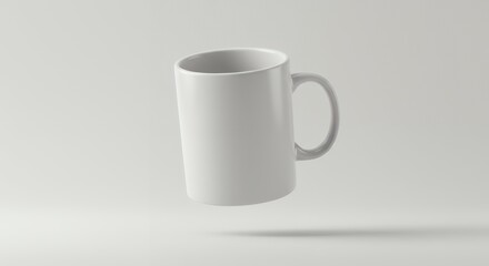 Obraz premium A plain white mug floats with a shadow beneath it