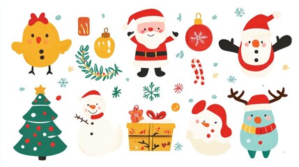 Fototapeta premium 47.A holiday-themed educational worksheet for preschoolers, featuring Christmas activities such as matching games, number recognition, and letter tracing. The page is filled with cute, festive
