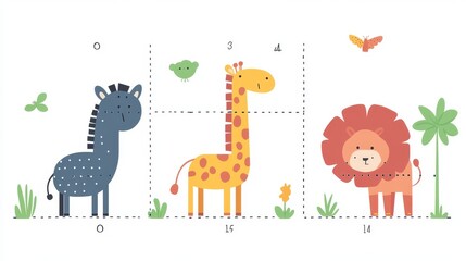 85.An engaging dot-to-dot worksheet for children, designed in a clean and modern flat vector style. The image to be revealed by connecting the dots could be anything from a fun animal to a whimsical